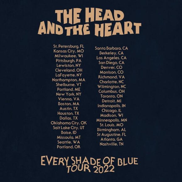 The Head And The Heart 2022 Tour Tee Shirt - Picture 7 of 12